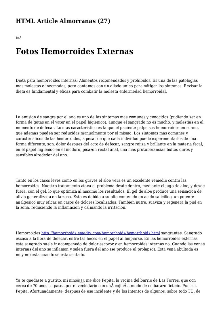 Dieta para hemorroides internas sangrantes